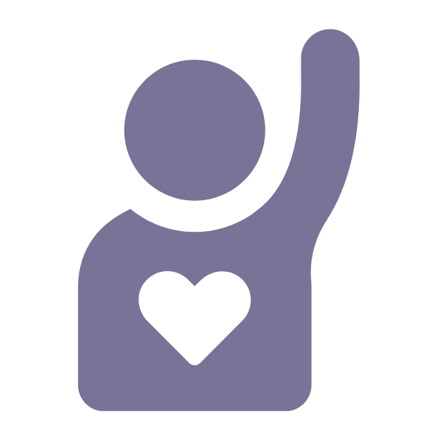 volunteer icon with a figure raising their hand