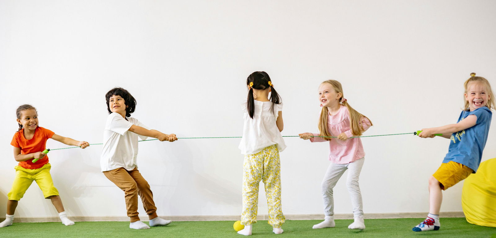 Children playing tug of war